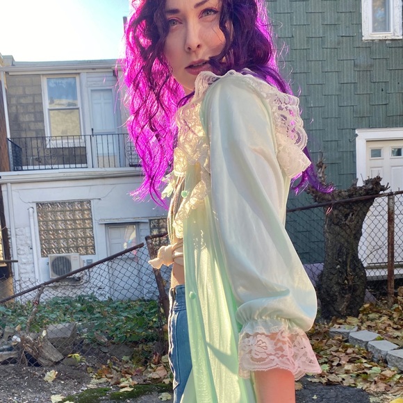 SOLD Mint Green Robe Vintage 60's - Picture 4 of 16